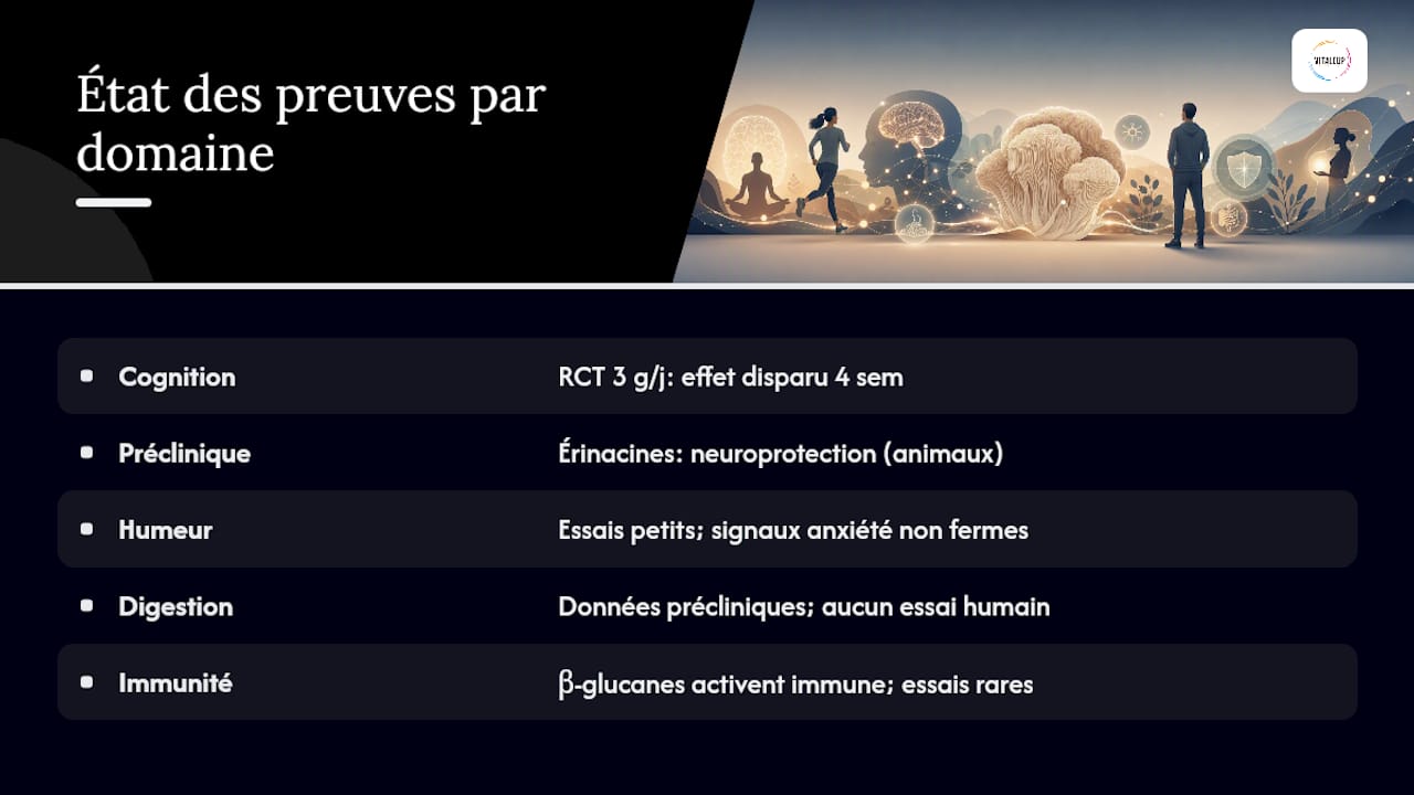 Cognition, humeur, digestion, immunité : que disent vraiment les études ? — overview diagram