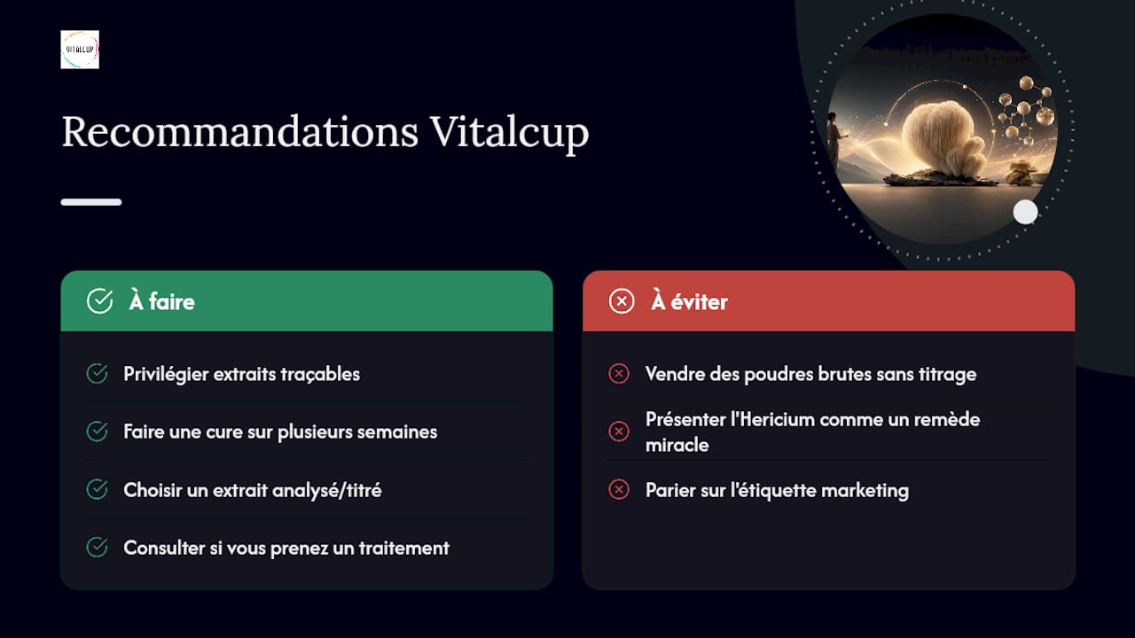 Ce que Vitalcup retient de ces données sur l'Hericium erinaceus — overview diagram