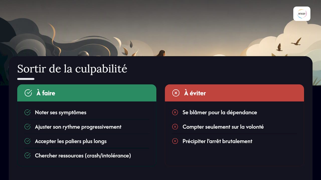 Ce que j'en pense : sortir de la culpabilité face au sevrage — overview diagram