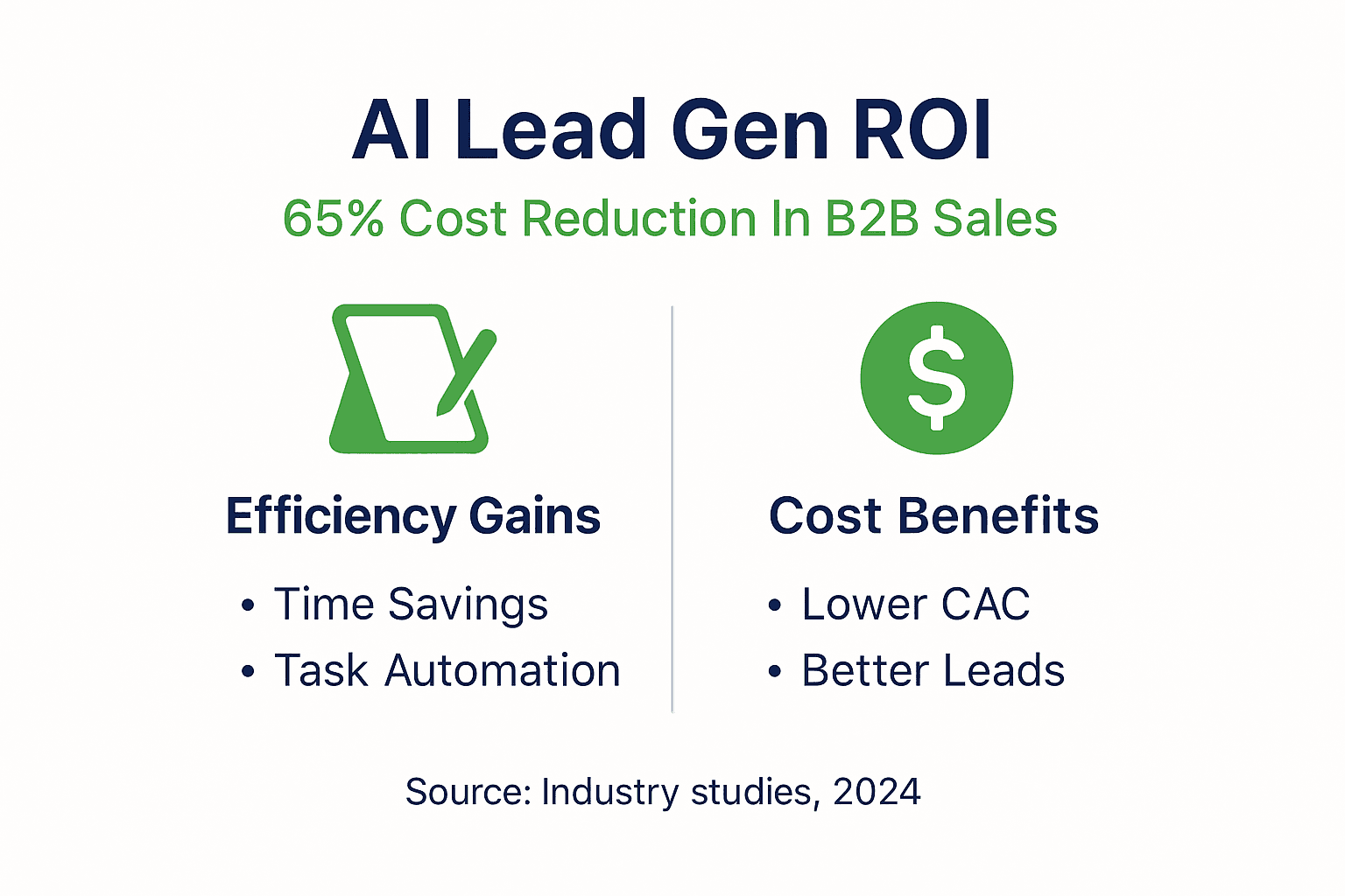 Infographic showing AI lead gen cost savings