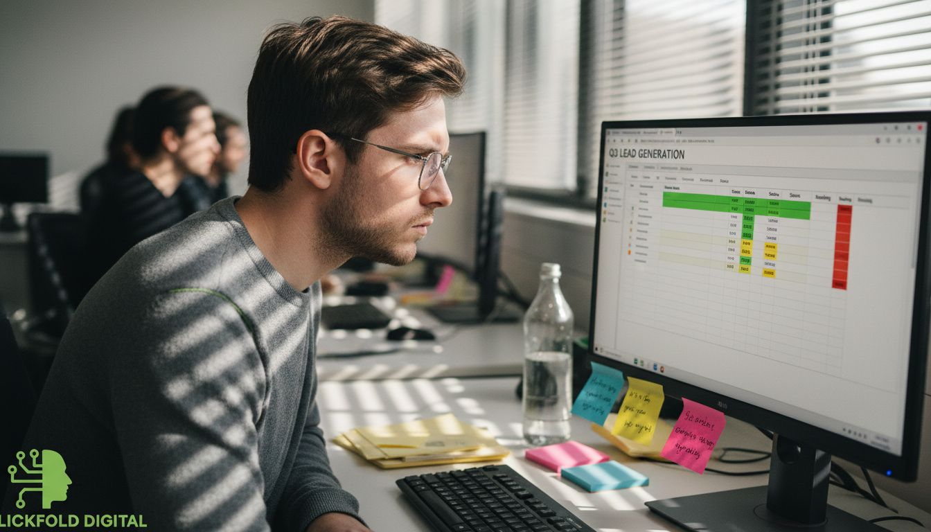 Sales analyst reviewing AI-ranked B2B leads