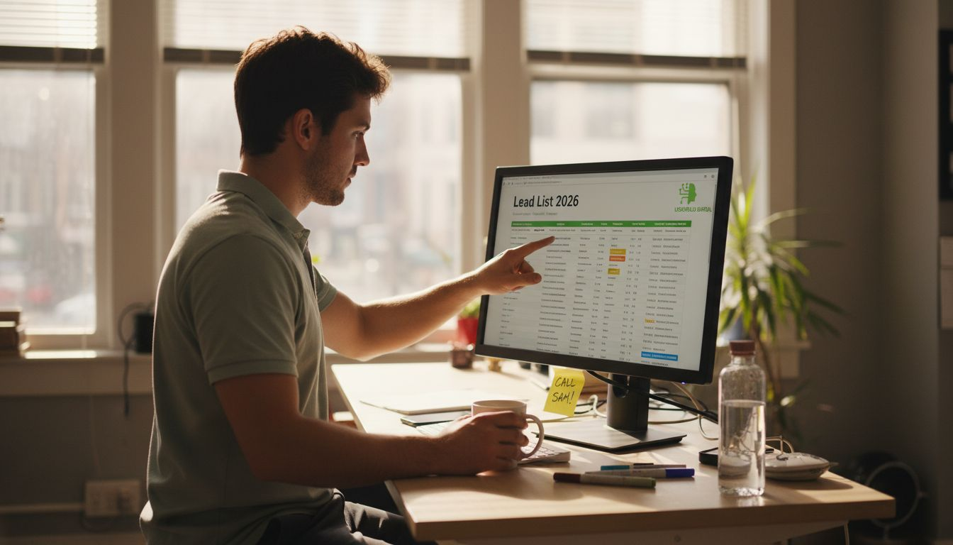 Manager using AI prospecting tool