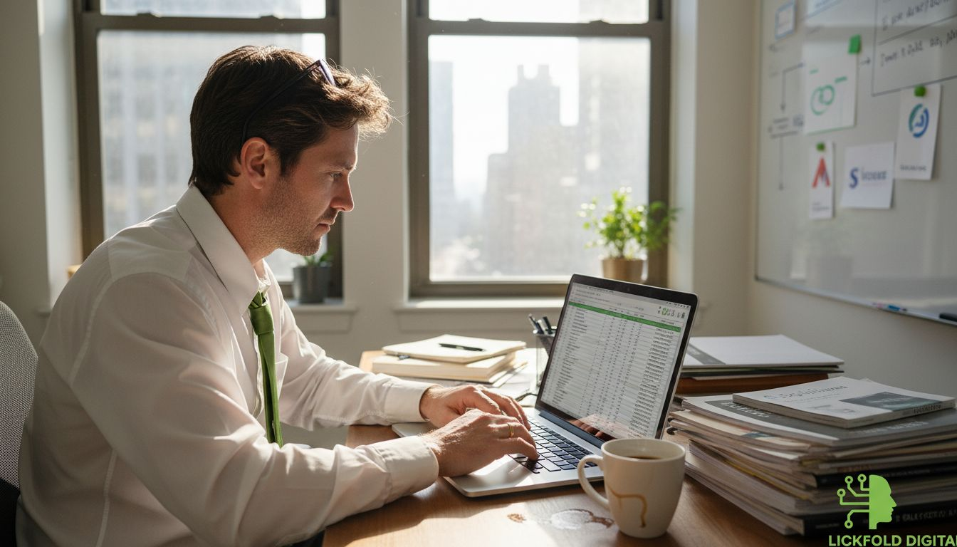 Sales manager reviewing AI market research