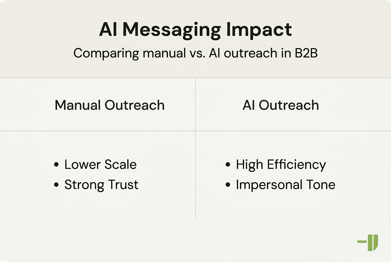 Infographic comparing manual and AI outreach