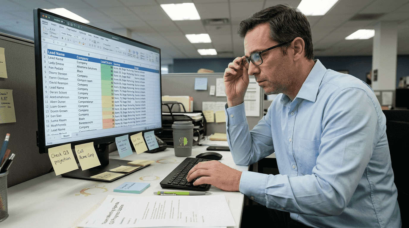 Sales analyst reviewing predictive lead scoring