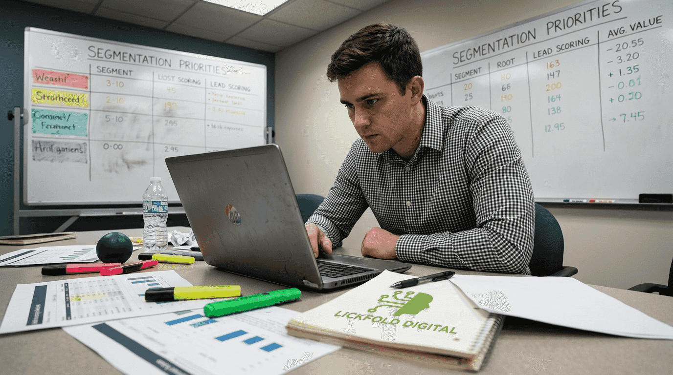 Analyst prepares lead scoring segmentation data