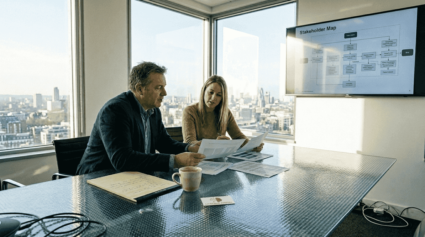 Executives and managers discussing decision process