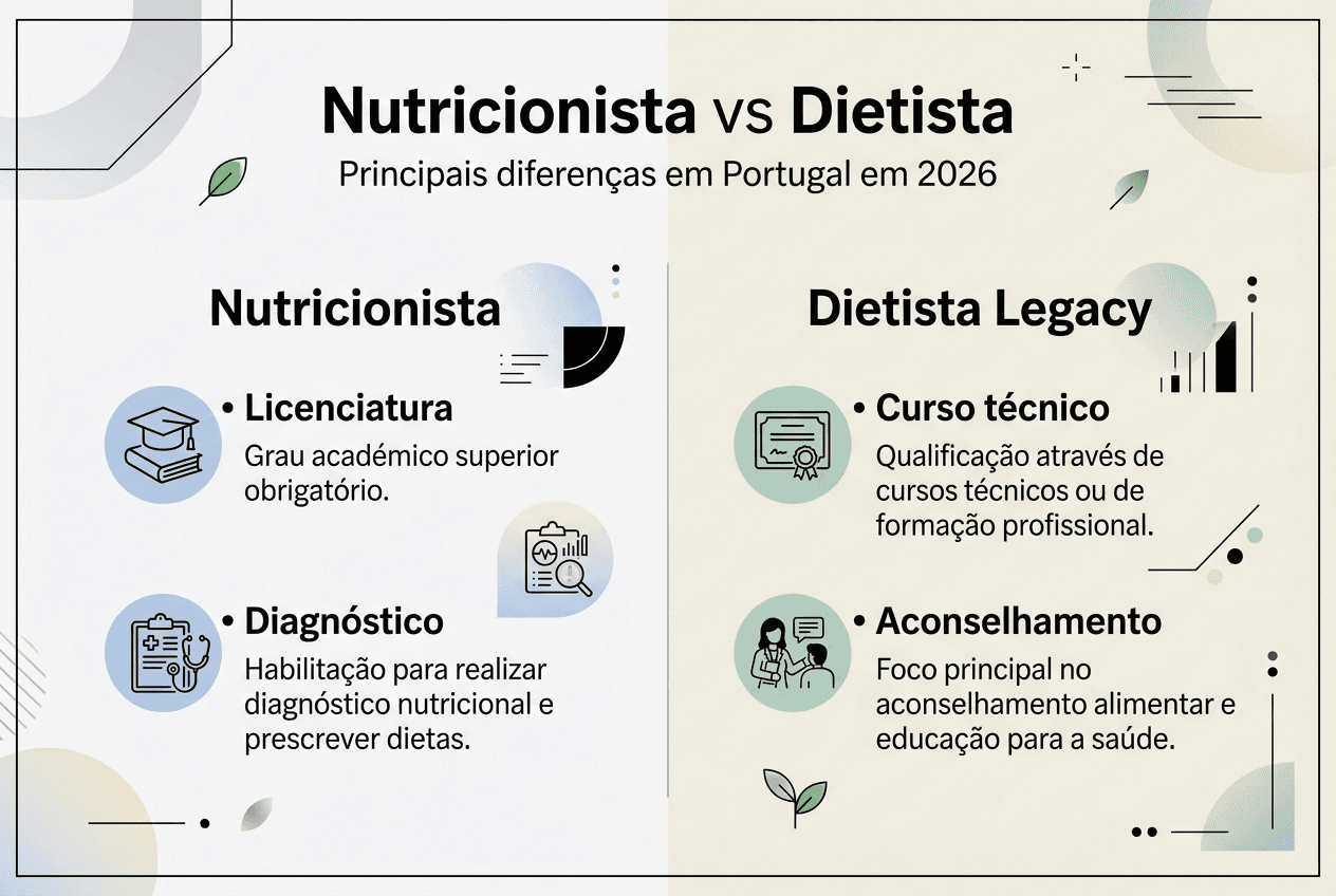 Infográfico: principais diferenças entre nutricionista e dietista em Portugal