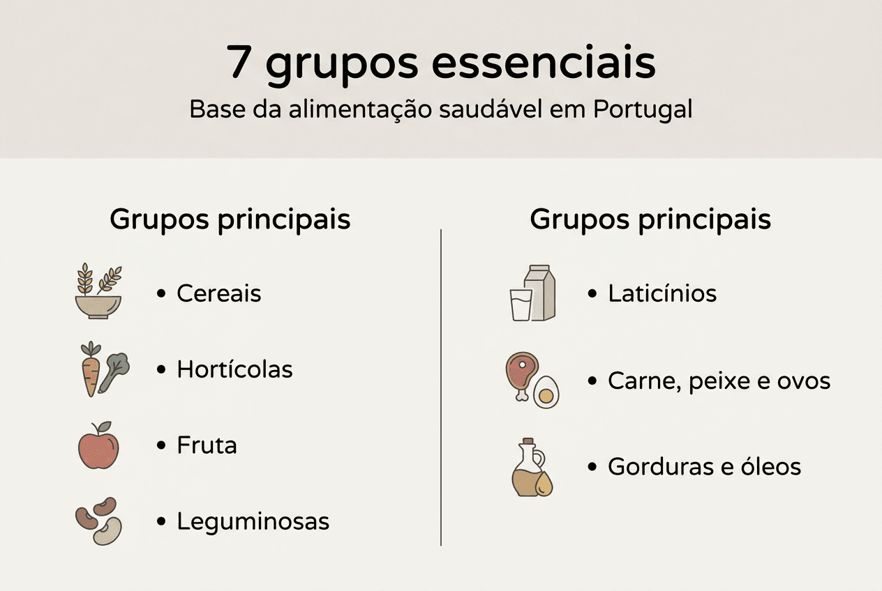 Guia ilustrado dos sete principais grupos de alimentos