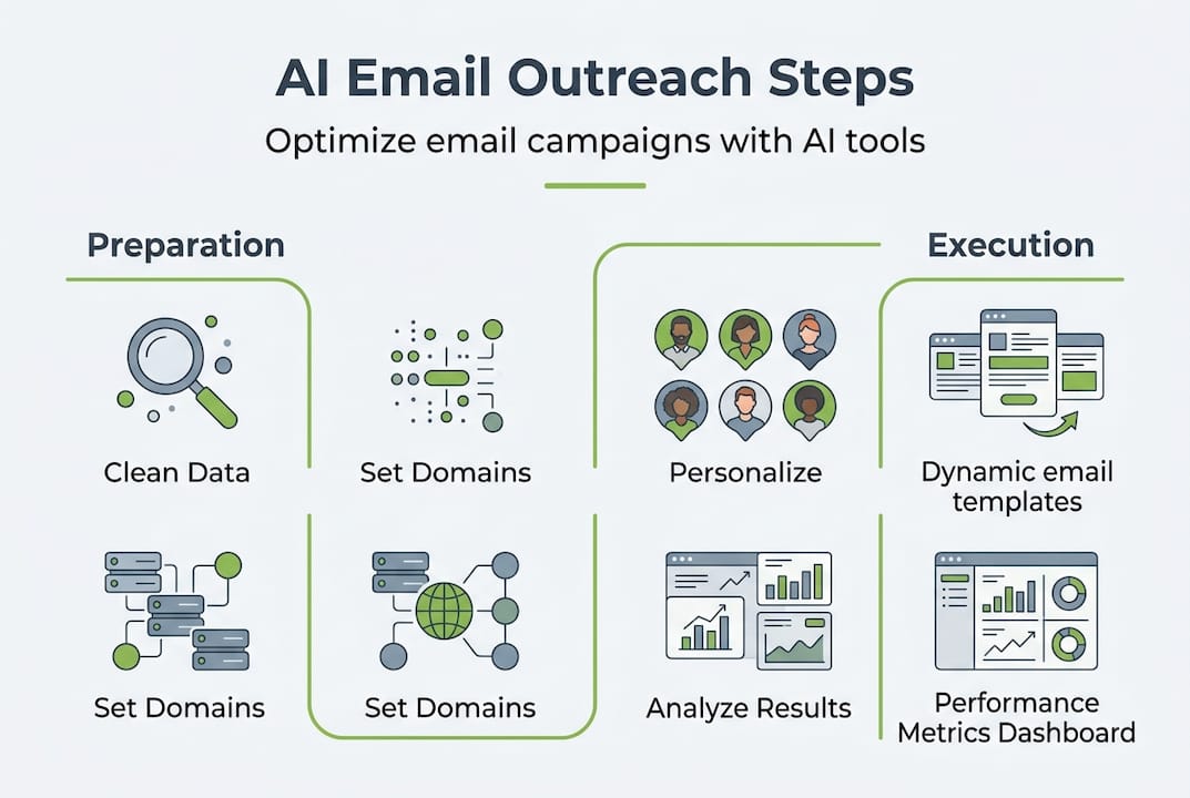 Infographic of AI email outreach process steps