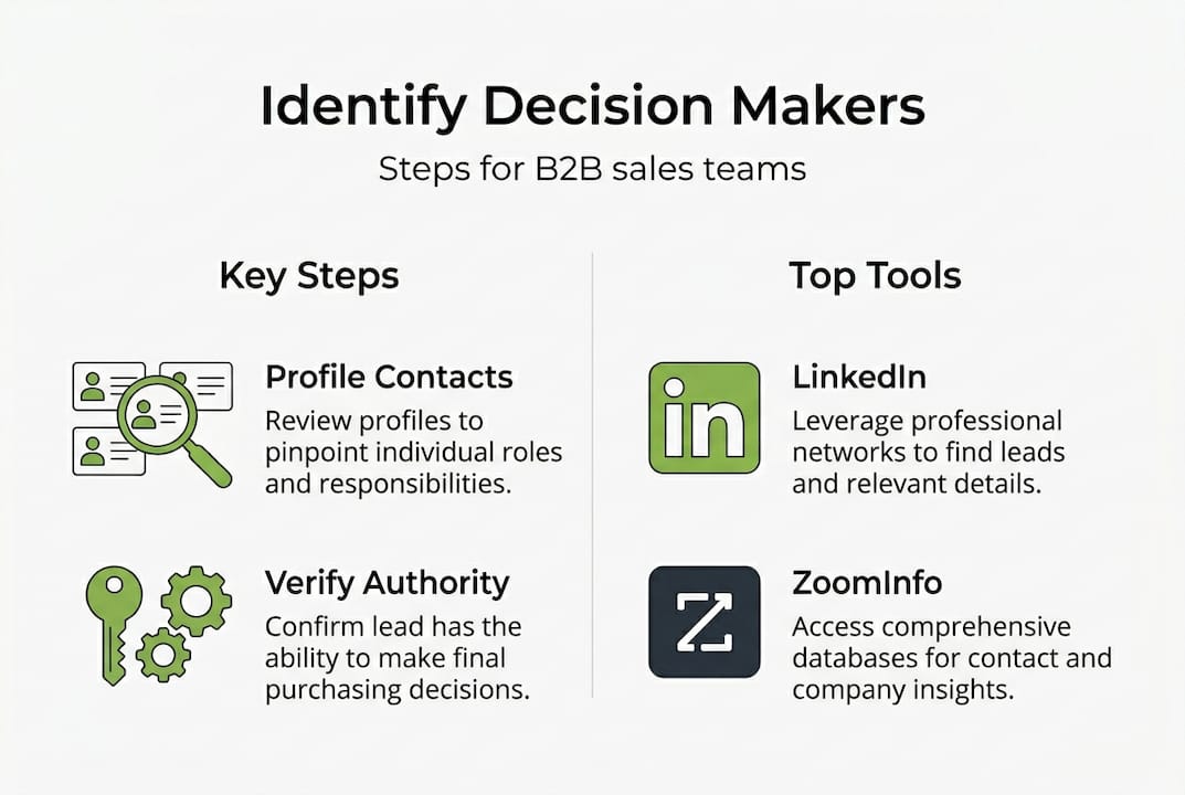 Infographic steps to identify decision makers