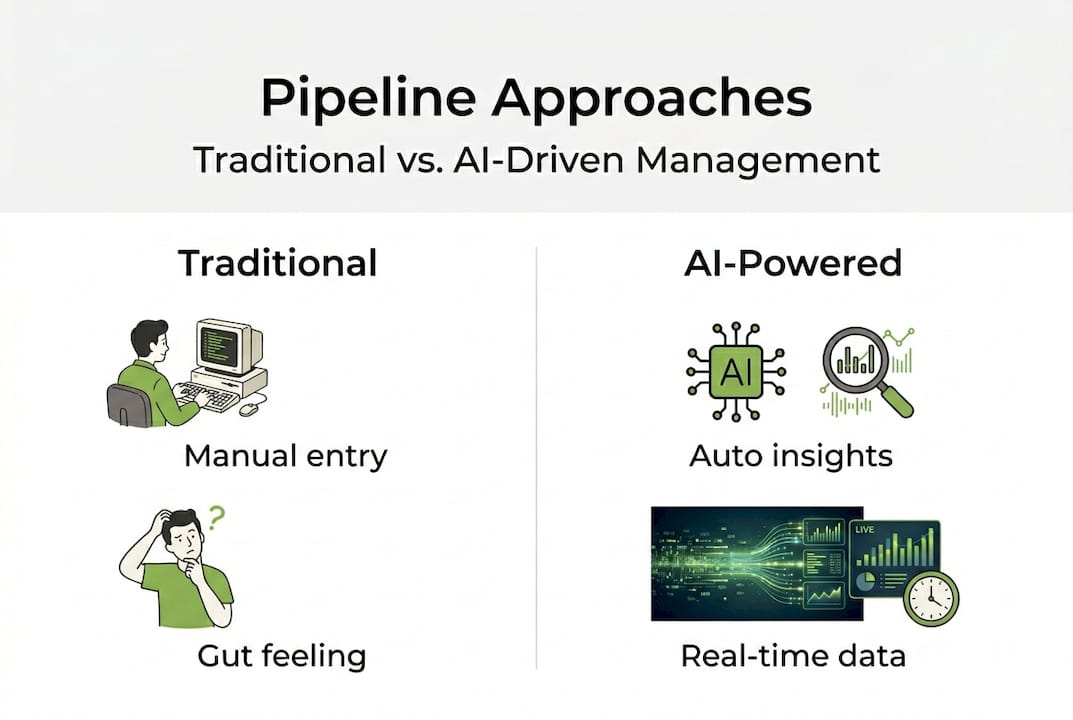 Infographic comparing traditional and AI pipeline methods
