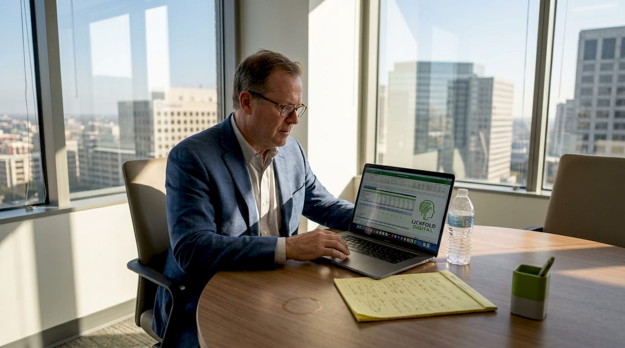 Sales manager checking AI sales forecasts