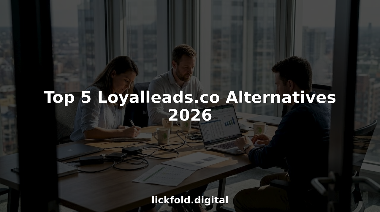 Team reviewing lead generation tools in a corner office