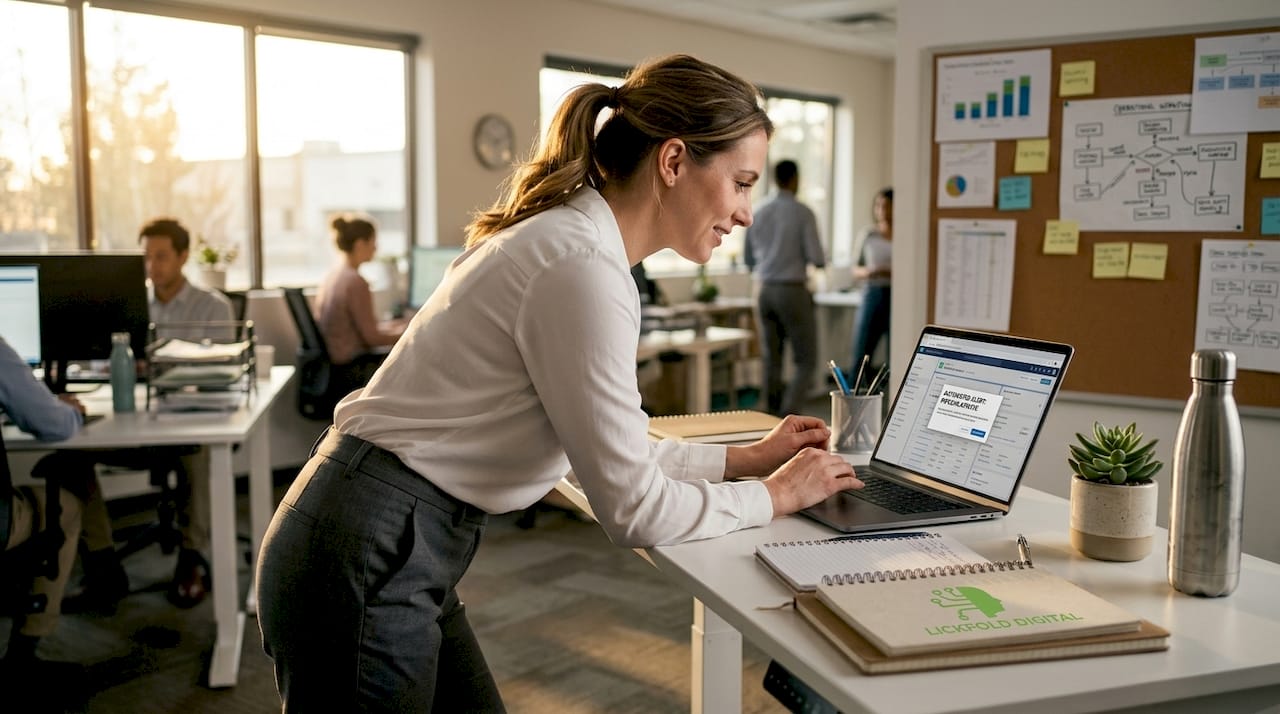 Sales coordinator checking automated system alerts