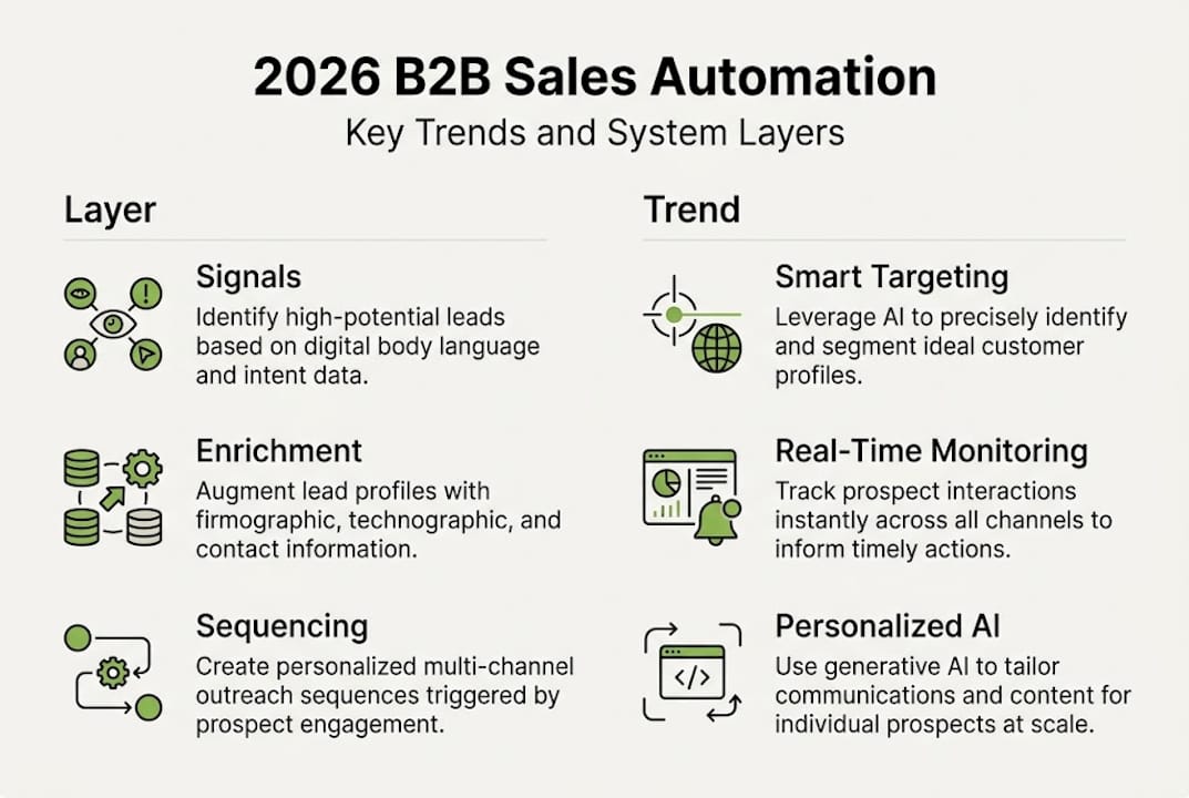 Infographic explaining B2B sales automation trends