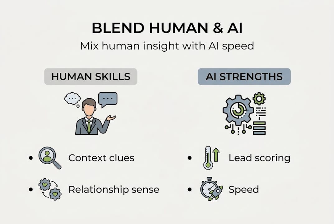 Infographic on blending AI and human qualification