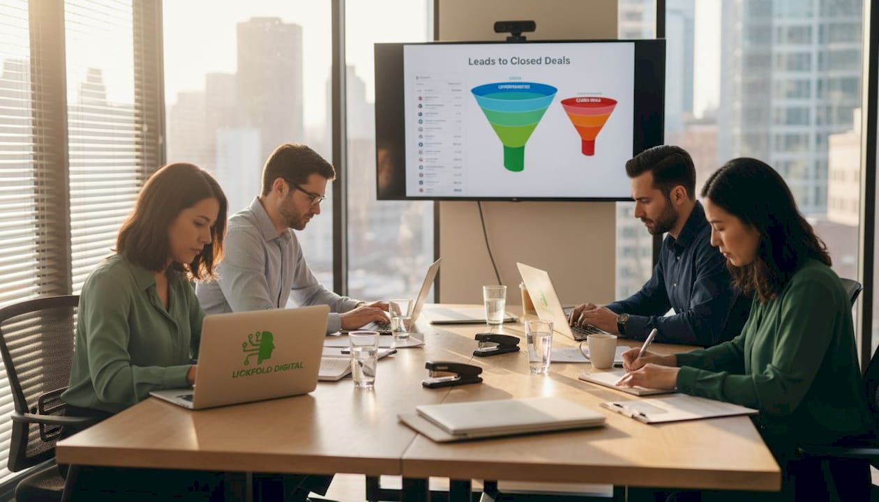 B2B sales team at work in office