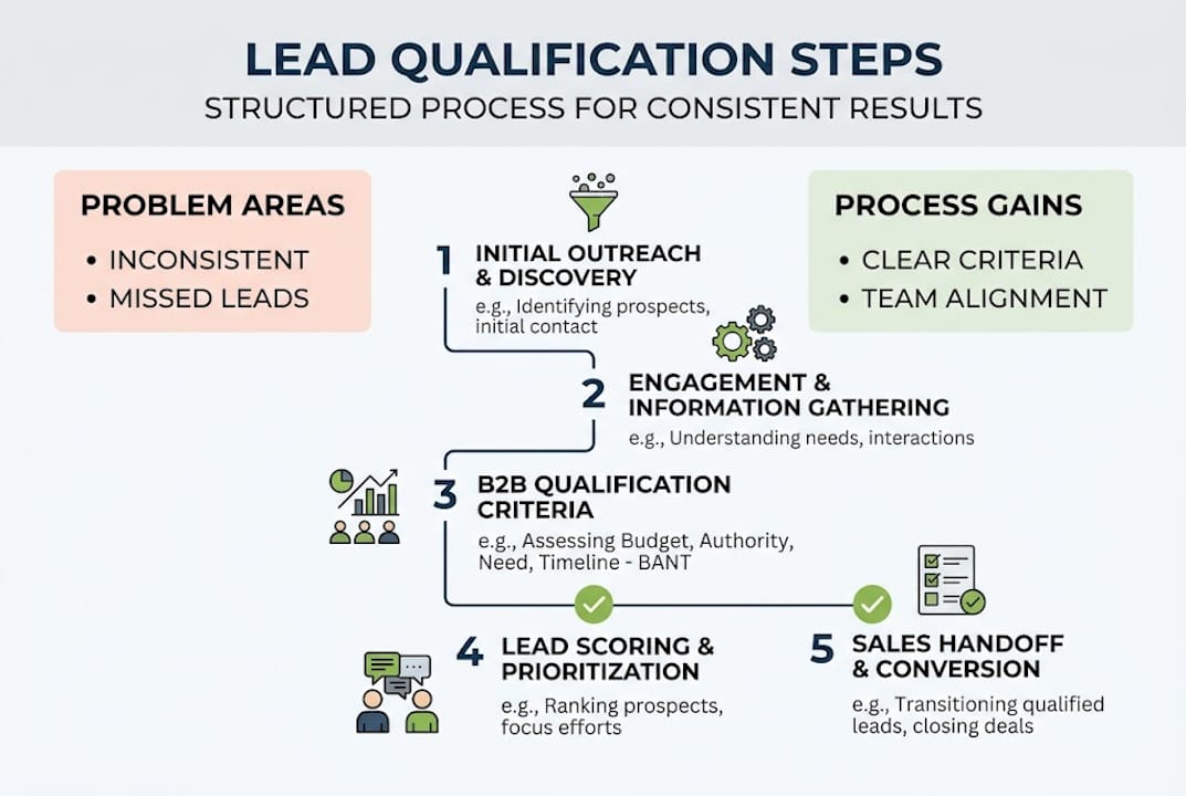 Infographic showing steps and benefits of lead qualification