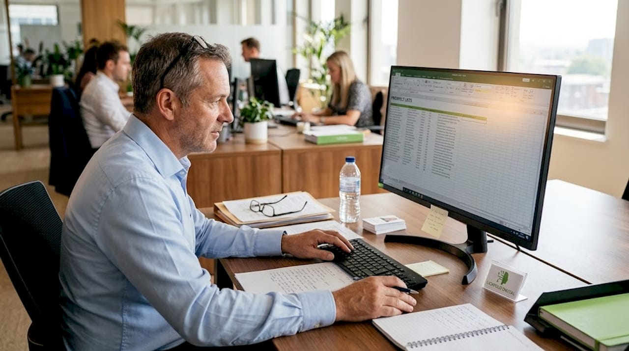 Sales manager reviewing AI prospecting workflow