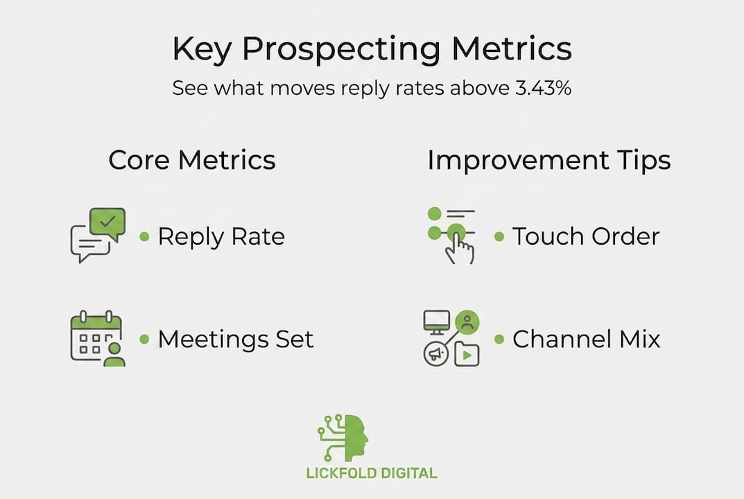 Infographic showing outbound prospecting metrics and tips