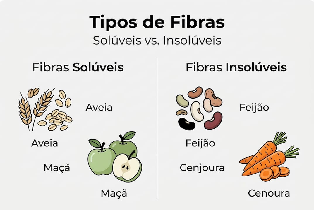Infografia: diferenças entre fibras solúveis e insolúveis