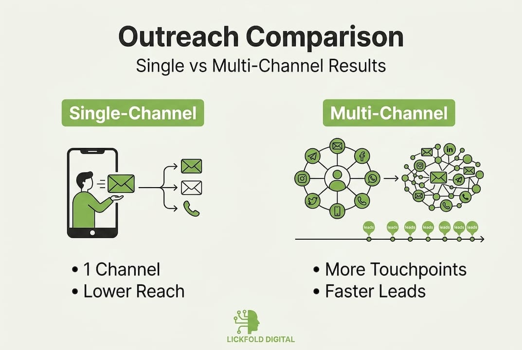 Infographic comparing single and multi-channel outreach