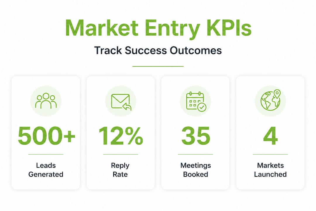 Infographic with key automated market entry KPIs