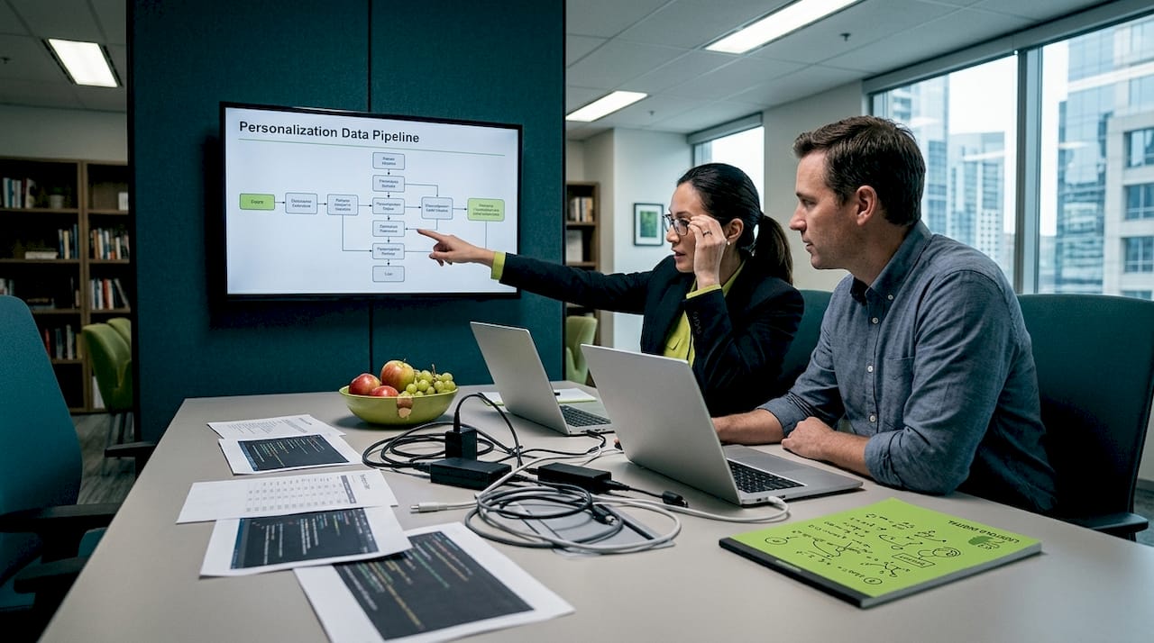 Data engineers collaborating on personalization pipeline