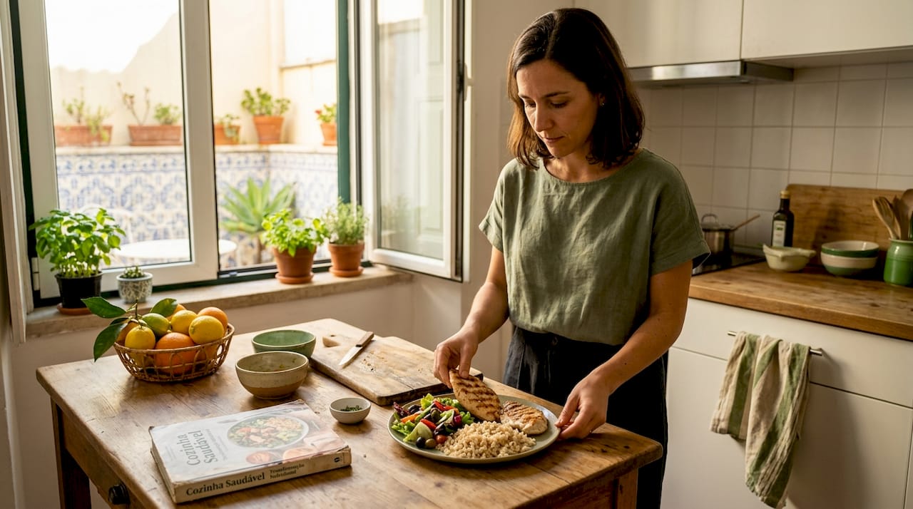 Como preparar uma refeição mediterrânica equilibrada em casa