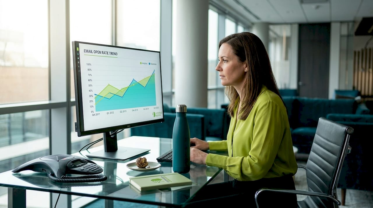 Professional analyzes B2B email delivery analytics