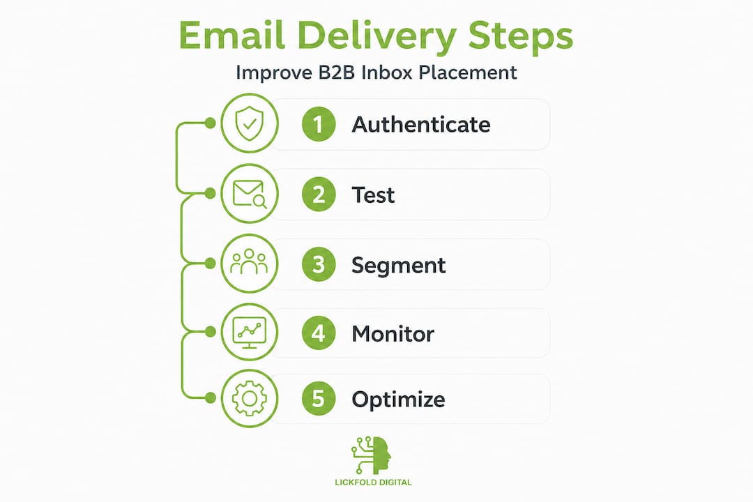 Infographic showing steps to improve B2B email delivery