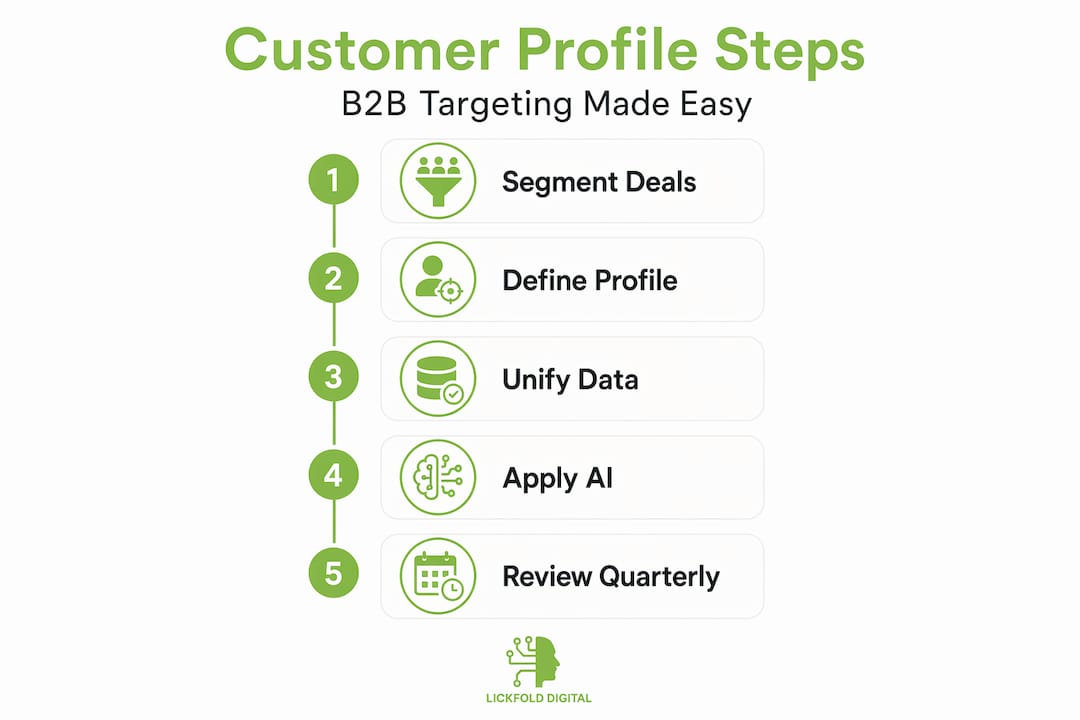 Infographic of five B2B customer profile steps