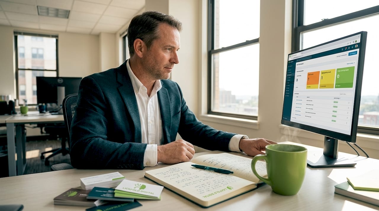 Sales manager reviewing lead qualification