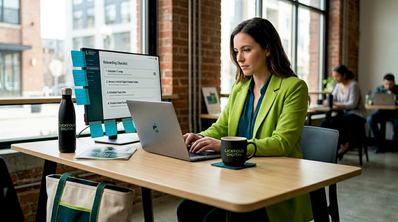 New sales rep reviewing onboarding checklist