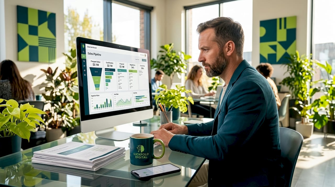 Sales leader reviewing sales pipeline dashboard
