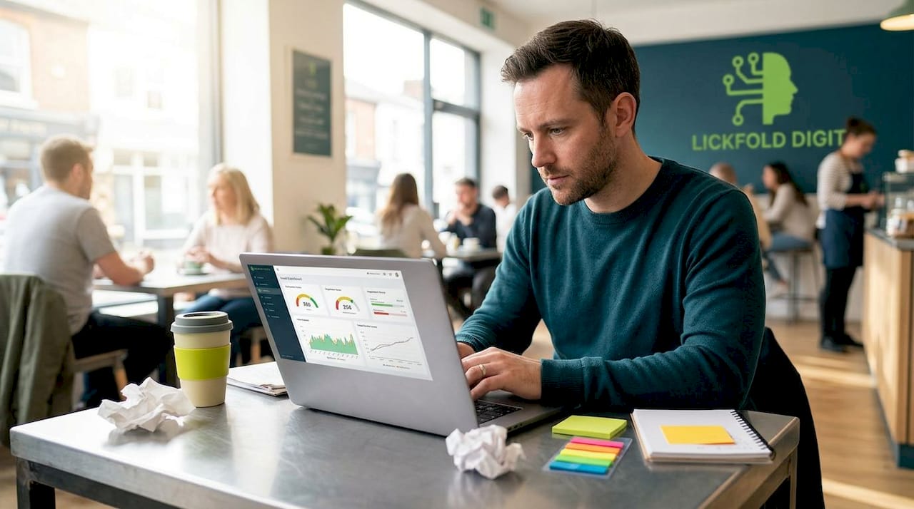 Person monitoring email reputation on computer screen