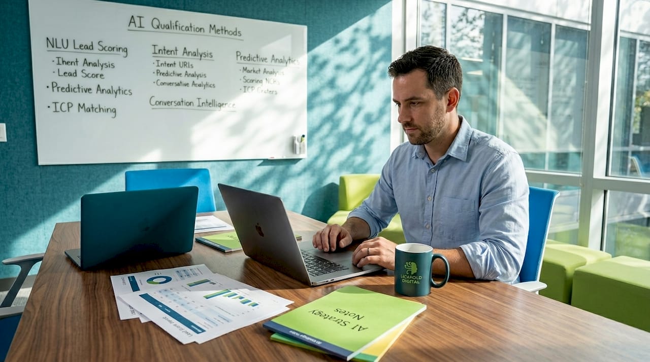Professional reviewing B2B sales qualification data