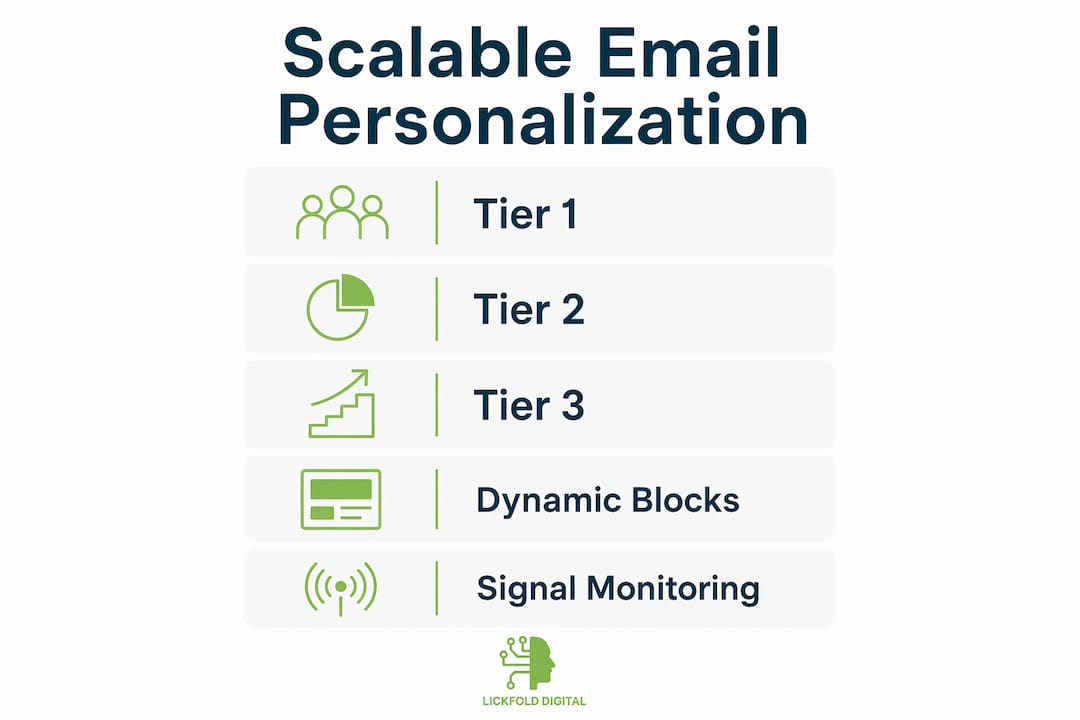 Infographic showing scalable email personalization tiers