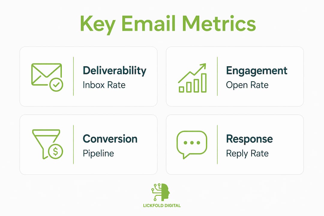 Infographic showing key B2B email metrics