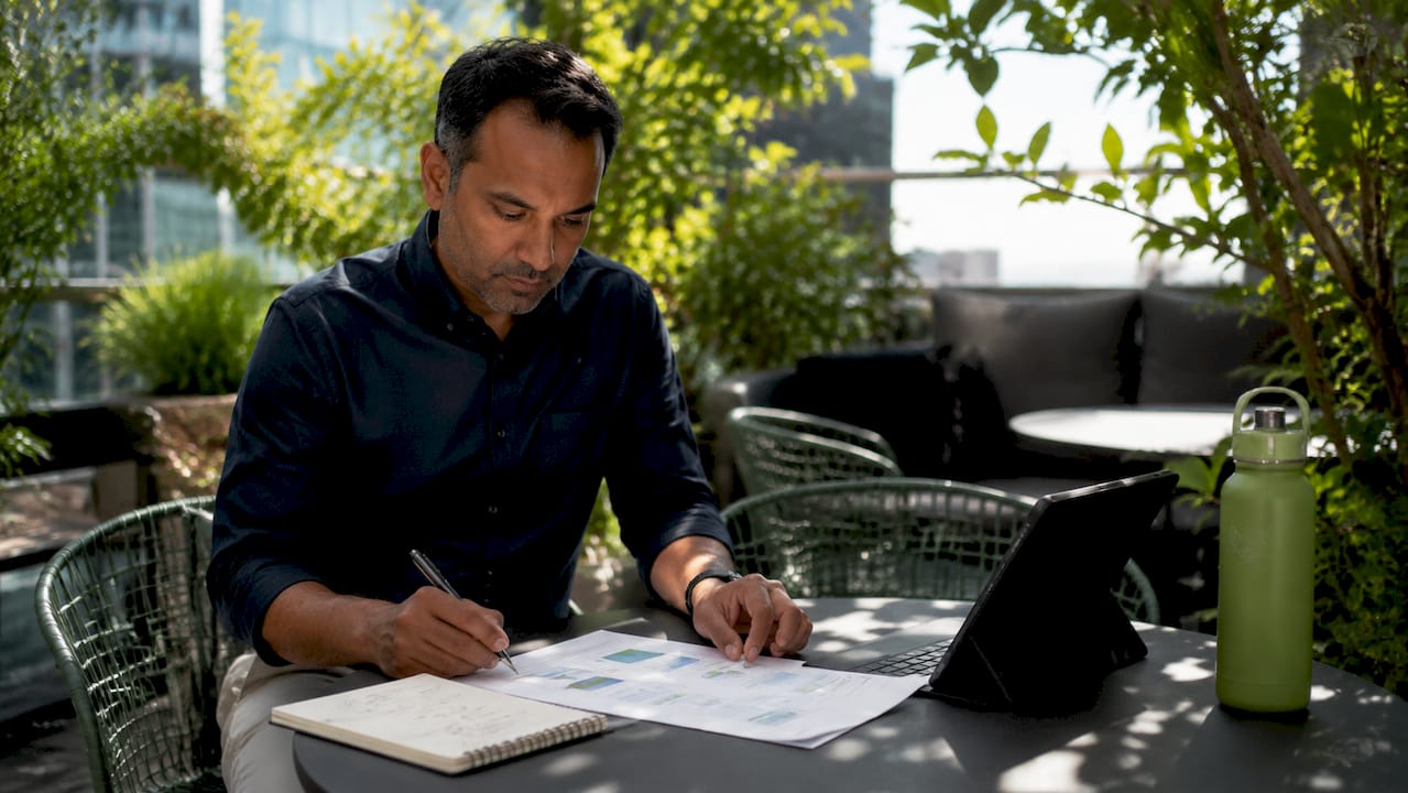 Professional reviewing business development plans