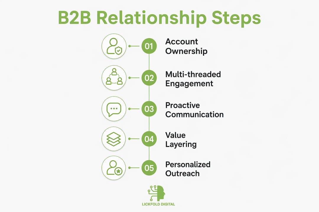 Infographic outlining key B2B relationship steps