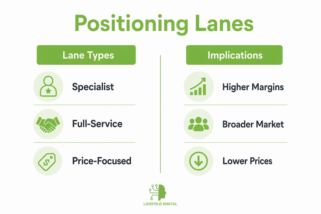 Infographic comparing agency positioning lanes