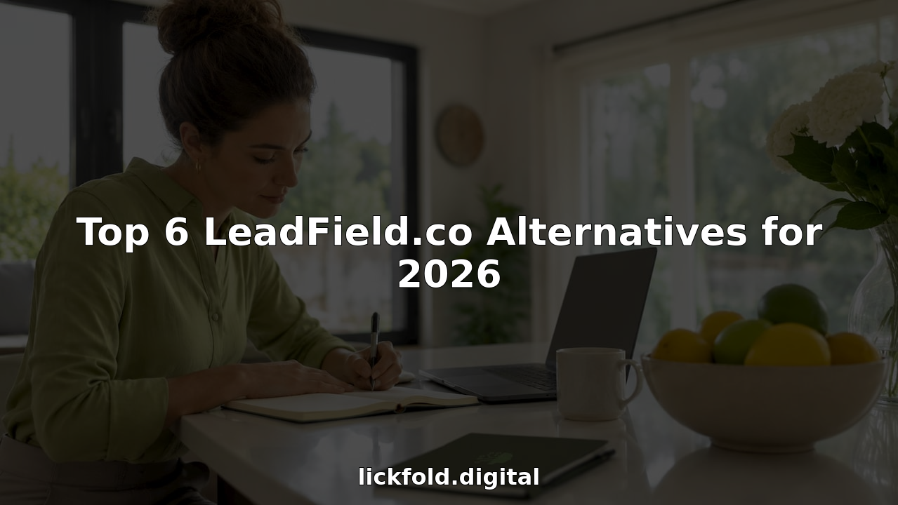 Woman working on lead generation software research in home office