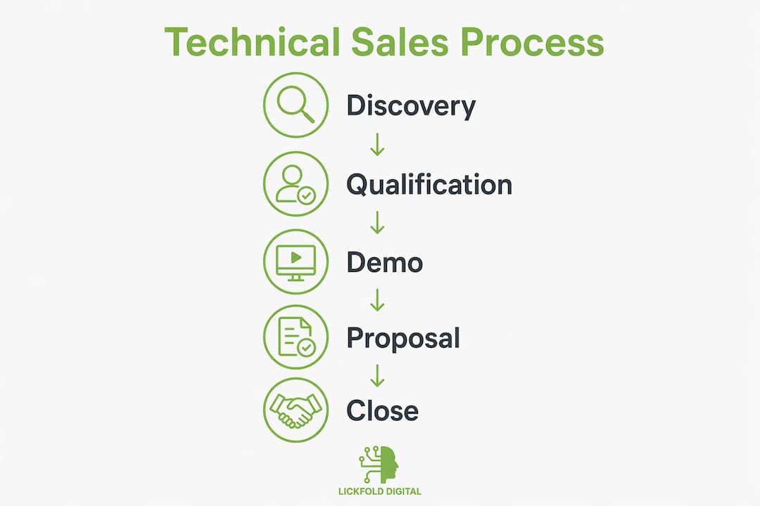 Infographic illustrating technical sales stages