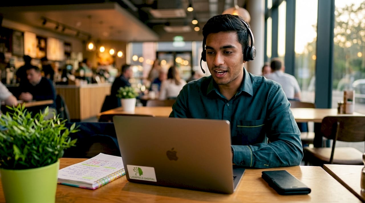 Sales rep receiving AI coaching during call