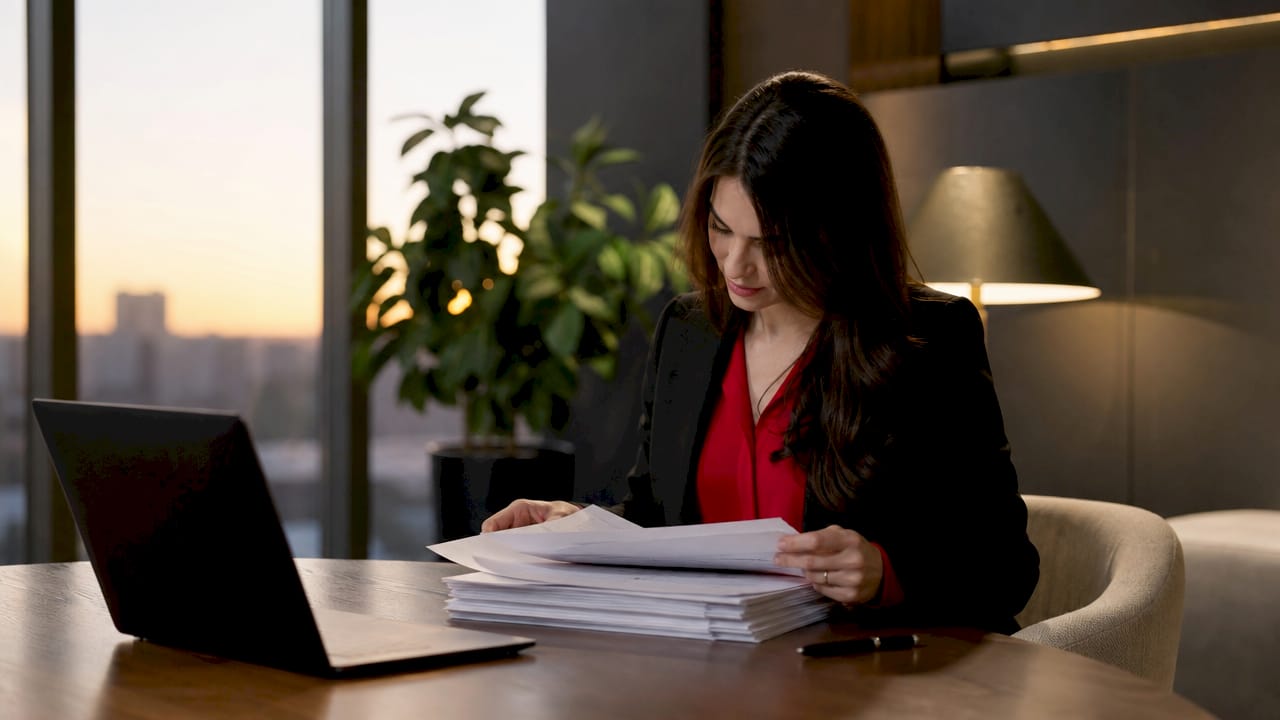 Mãos analisando cada detalhe de um documento impresso