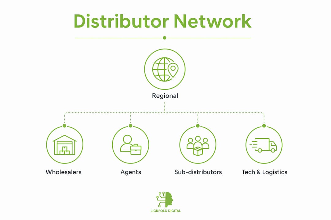 Infographic showing distributor network partner hierarchy