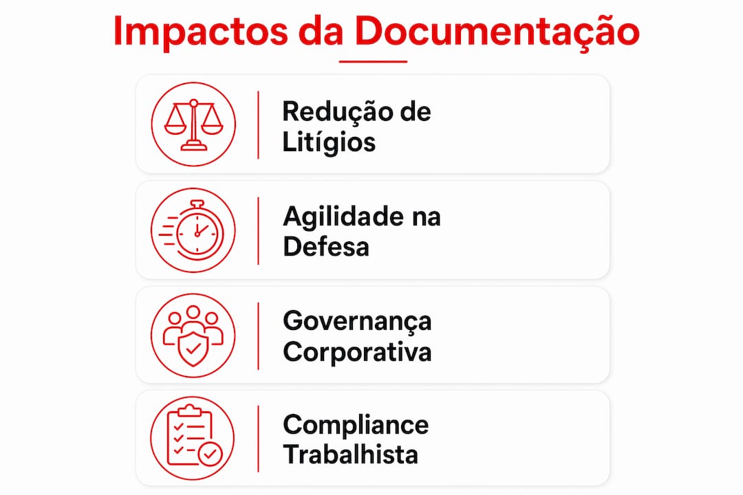 Infográfico destacando os principais efeitos da documentação realizada