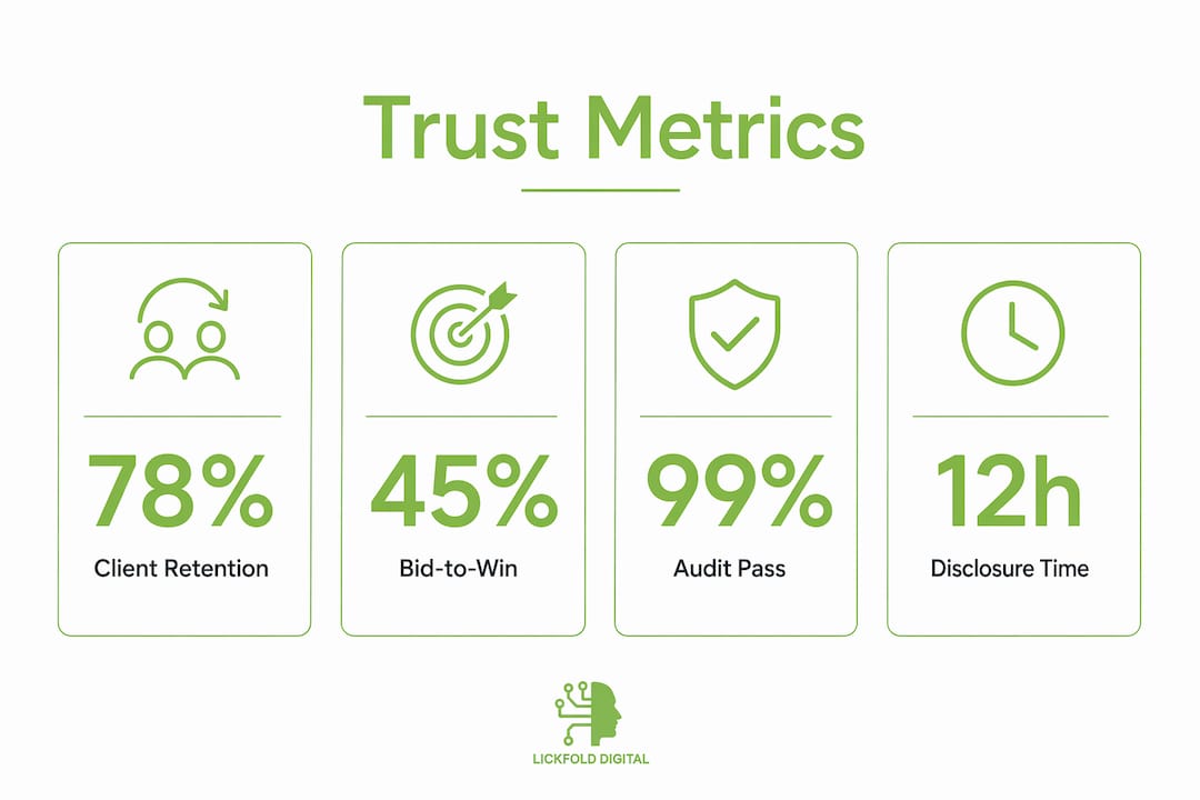 Infographic showing key trust metrics in B2B services